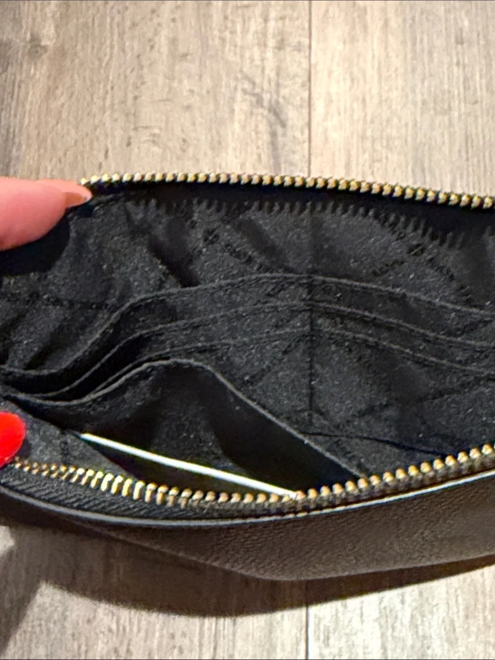 Michael Kors Black Pebble Leather Wristlet Pouch with Gold Logo